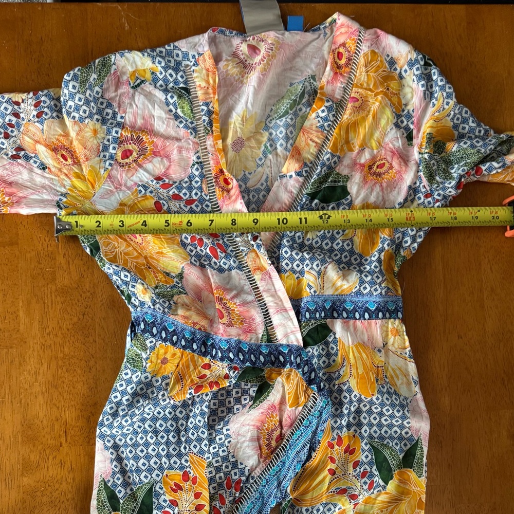 Farm Rio Anthropologie 100% Viscose Multicolor Floral Wrap Maxi Dress Size XSP - Picture 6 of 9